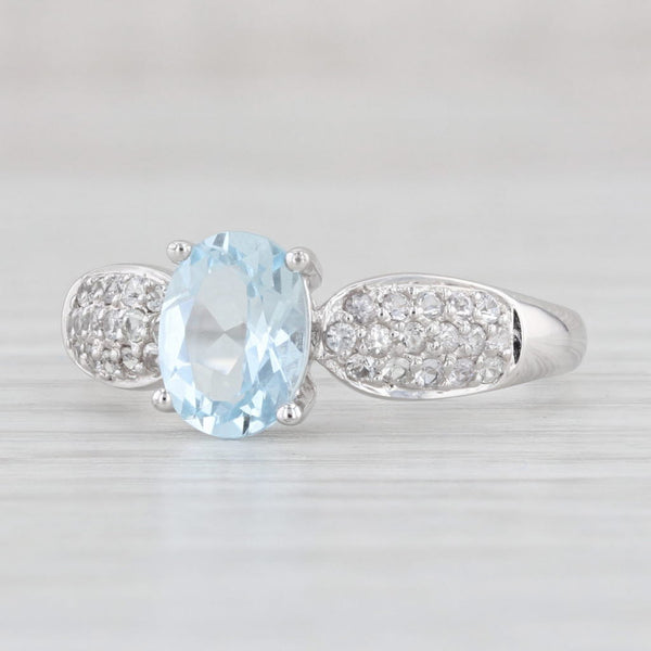 Light Gray 1.74ctw Oval Aquamarine Sapphire Ring 10k White Gold Size 8.25