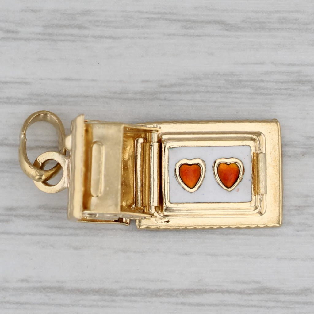 Gray Vintage House Home Charm 18k Gold Opens Hearts Inside Gift Keepsake Pendant