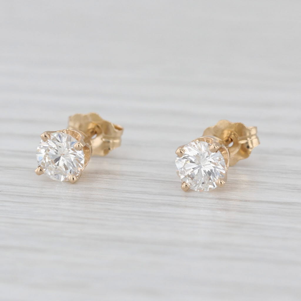 0.67ctw Round Diamond Solitaire Stud Earrings 14k Yellow Gold Studs