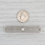 Gray Art Deco Diamond Filigree Bar Brooch Platinum 14k Gold Vintage Pin