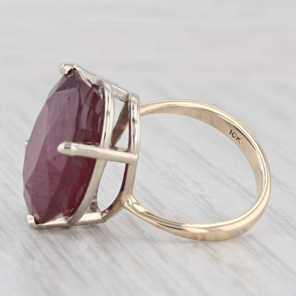 17.50ct Oval Red Ruby Solitaire Ring 10k Yellow Gold Size 5.25