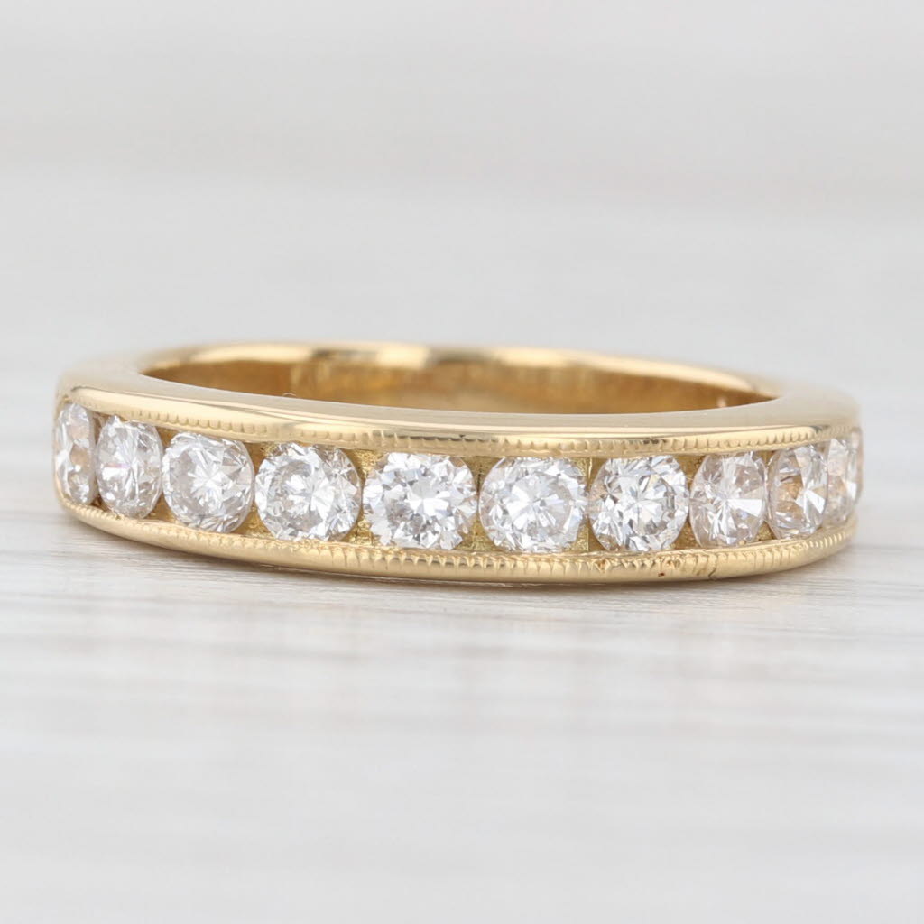 Light Gray 1ctw Diamond Wedding Band 18k Yellow Gold Stackable Anniversary Size 5 Ring