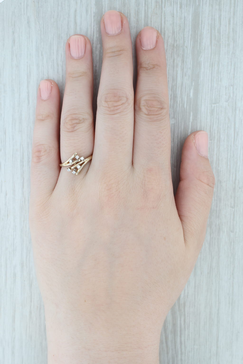 Gray Diamond Spray Bypass Ring 14k Yellow Gold Size 8