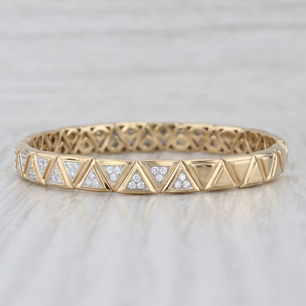 Marina B Triangolini 0.60ctw Diamond Bangle Cuff Bracelet 18k Gold Flexible