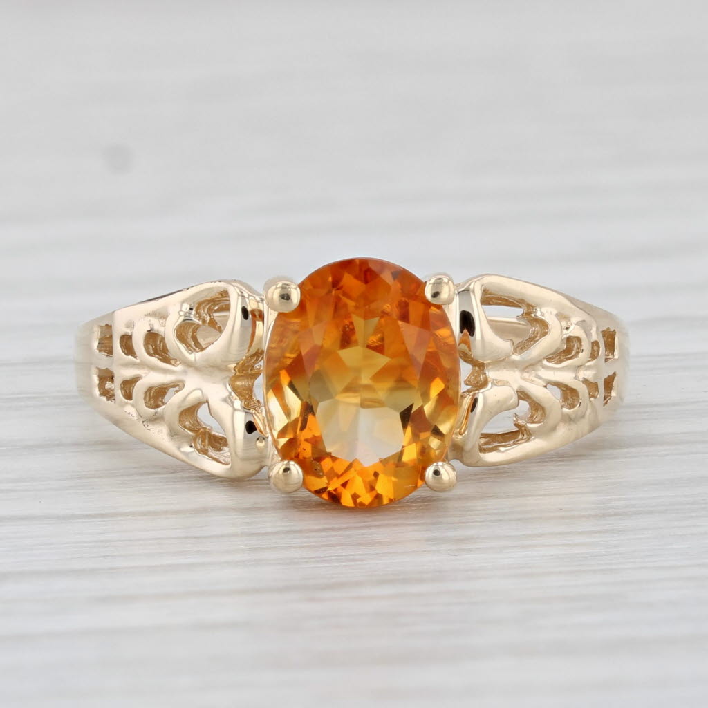 Light Gray 1.70ct Orange Citrine Ring 10k Yellow Gold Size 8 Oval Solitaire