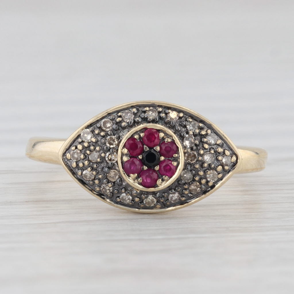 Light Gray 0.19ctw Ruby Cubic Zirconia Ring 10k Yellow Gold Size 9.25