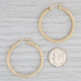 Gray Textured Hollow Hoop Earrings 14k Yellow Gold Snap Top Round Hoops