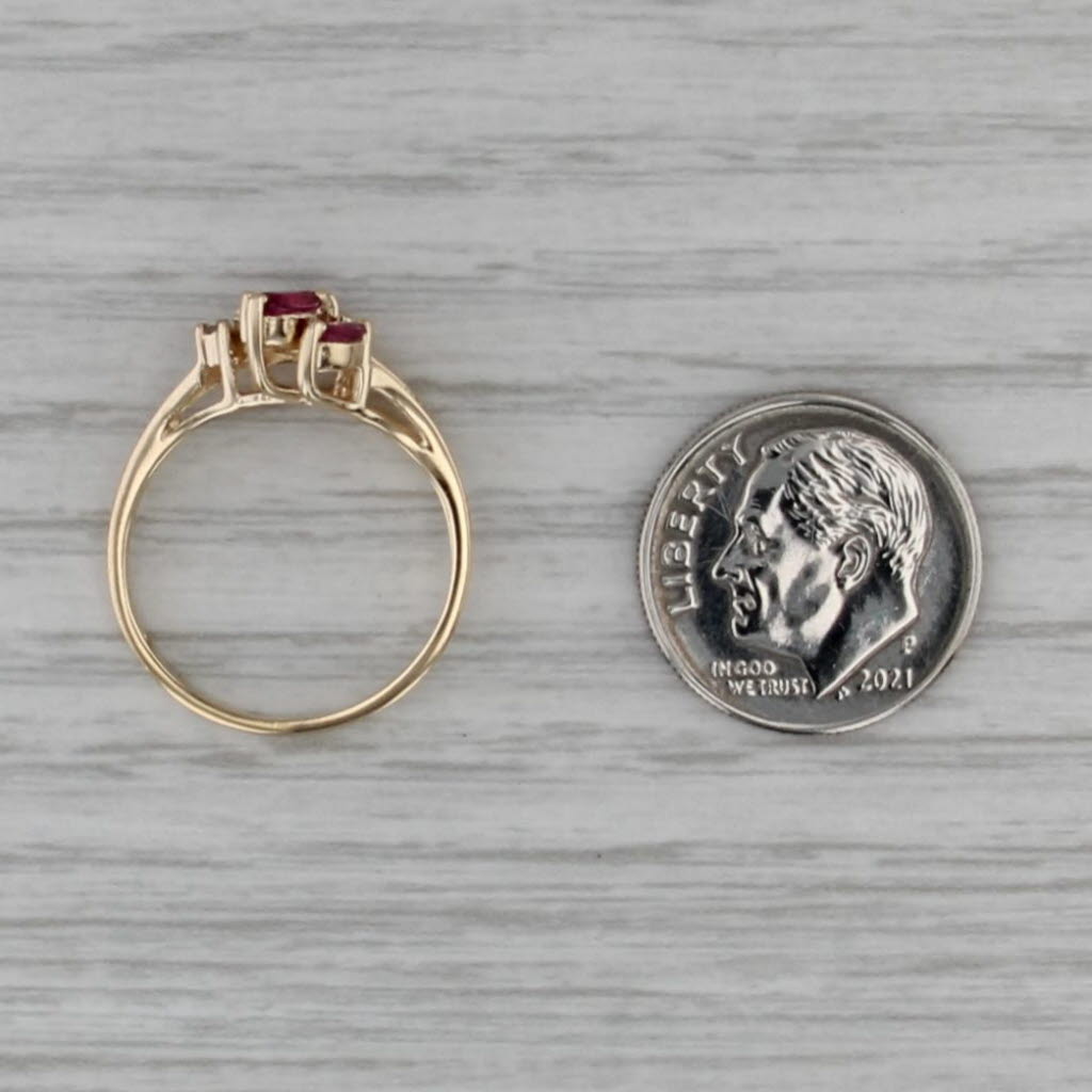 0.52ctw Ruby Cluster Diamond Ring 14k Yellow Gold Size 6 Bypass