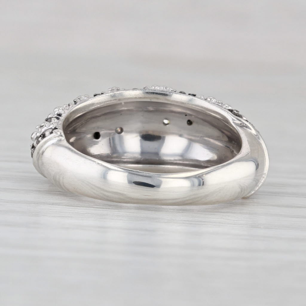 Black White Diamond Striped Ring Sterling Silver Size 6