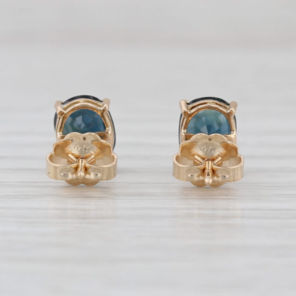2ctw Oval Blue Sapphire Stud Earrings 14k Yellow Gold Solitaire Studs