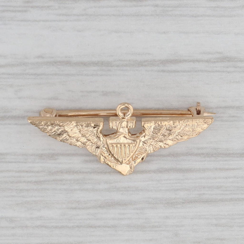 Vintage Winged Anchor Shield Pin 14k Yellow Gold Military Badge