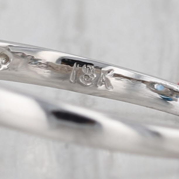 3.33ctw Pear Blue Topaz Diamond 18k White Gold Size 6.25 Teardrop Solitaire