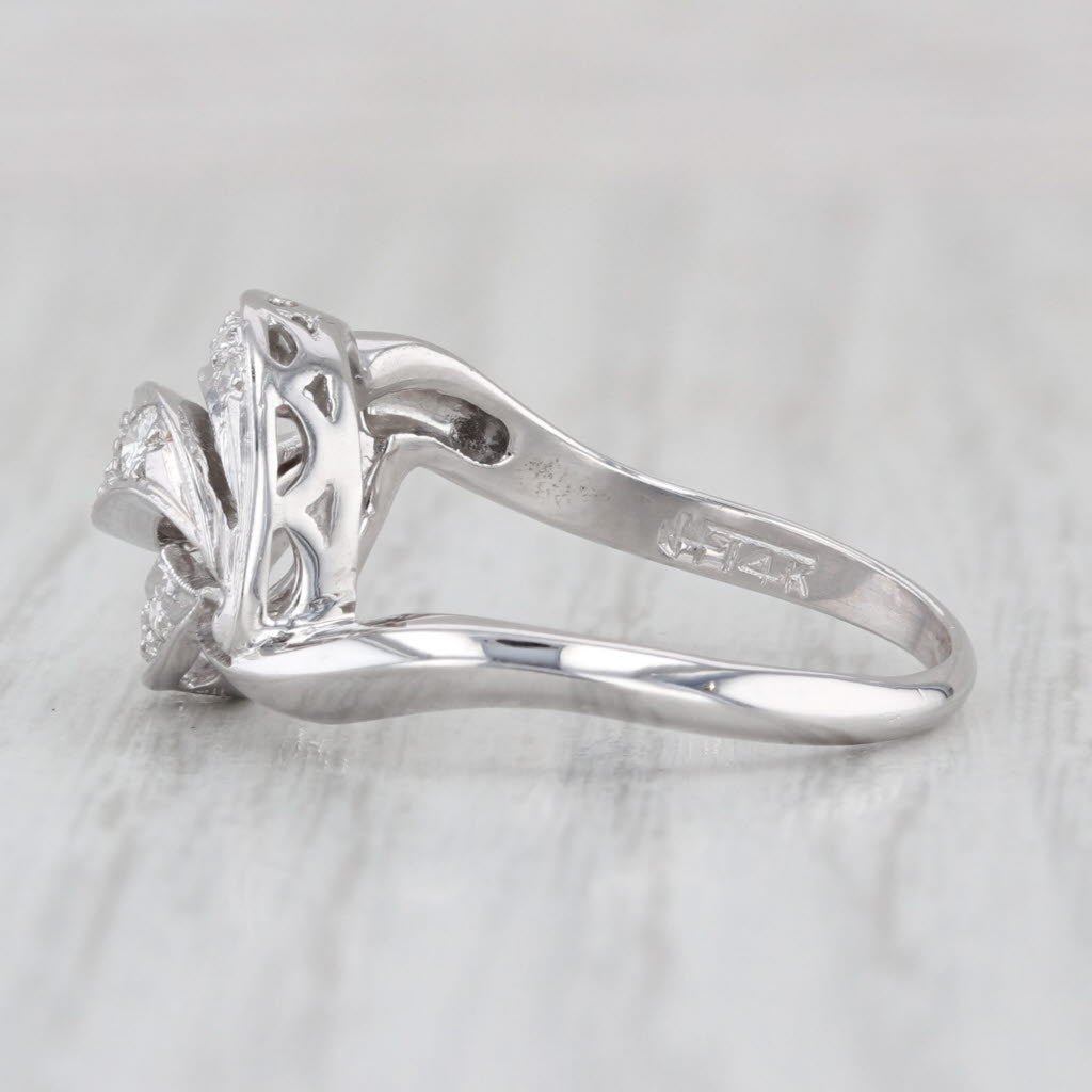 0.18ctw Scalloped Diamond Ring 14k White Gold Size 7.5