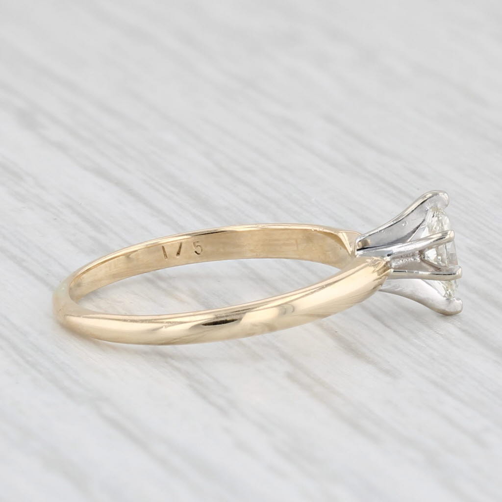 Light Gray 0.18ct Marquise Brilliant Solitaire Engagement Ring 14k Yellow Gold Size 5