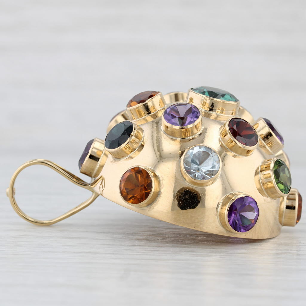 Light Gray 17.60ctw Gemstone Sputnik Statement Pendant 18k Gold Amethyst Citrine Tourmaline