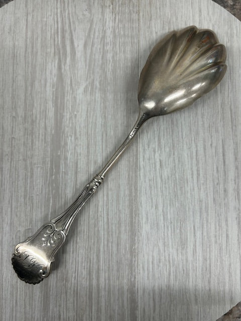 Dark Gray Vintage Bailey & Co Shiebler Sterling Silver Corinthian Shell Serving Spoon 8.5"