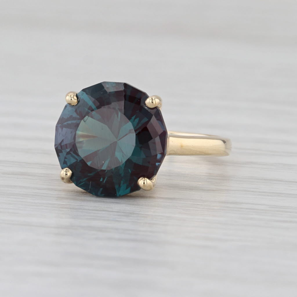 Vintage 7.45ct Lab Created Alexandrite Ring 10k Yellow Gold Size 6