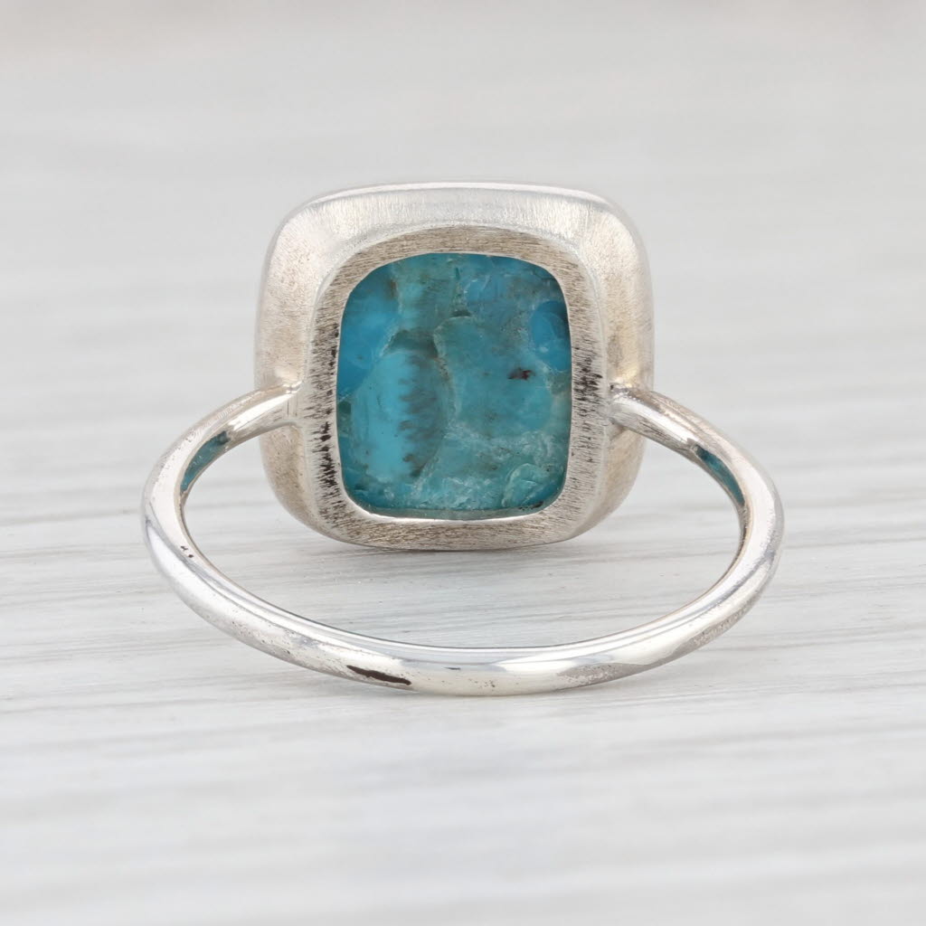 New Nina Wynn Turquoise Ring Sterling Silver Size 7 Marbled Solitaire