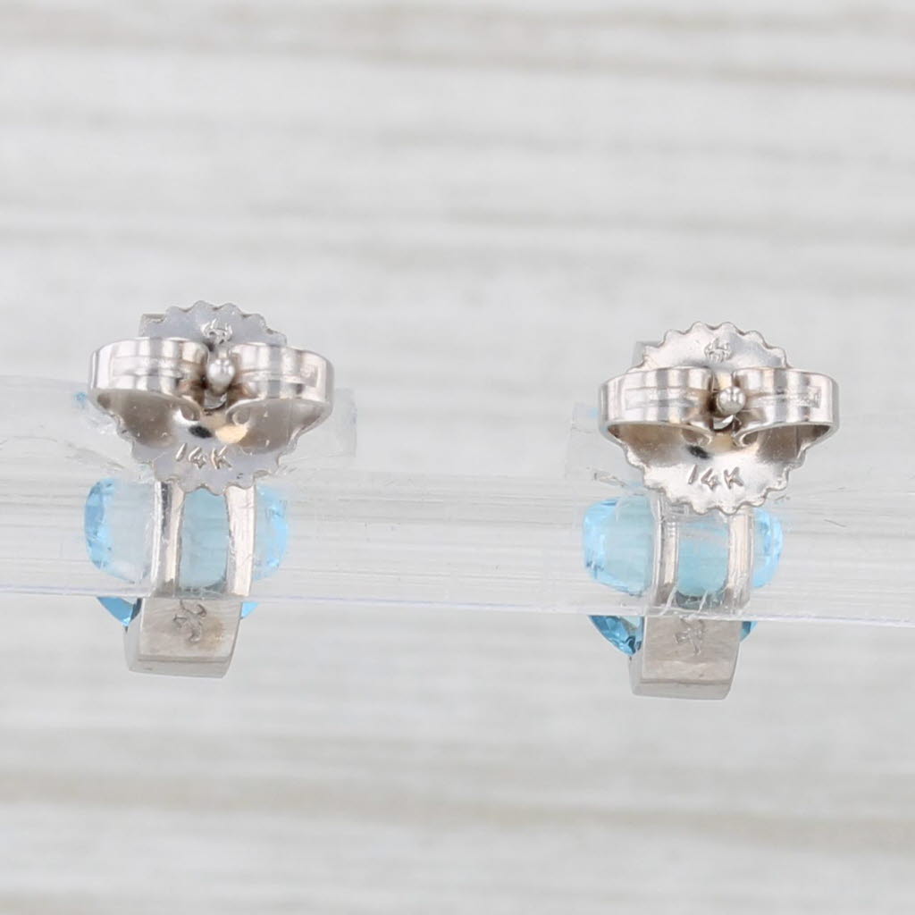 Light Gray 2ctw Blue Topaz Stud Earrings 14k White Gold