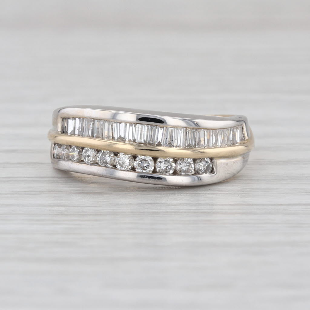 0.70ctw Diamond Ring 14k Gold 2-Toned Wedding Anniversary 2-Band Design