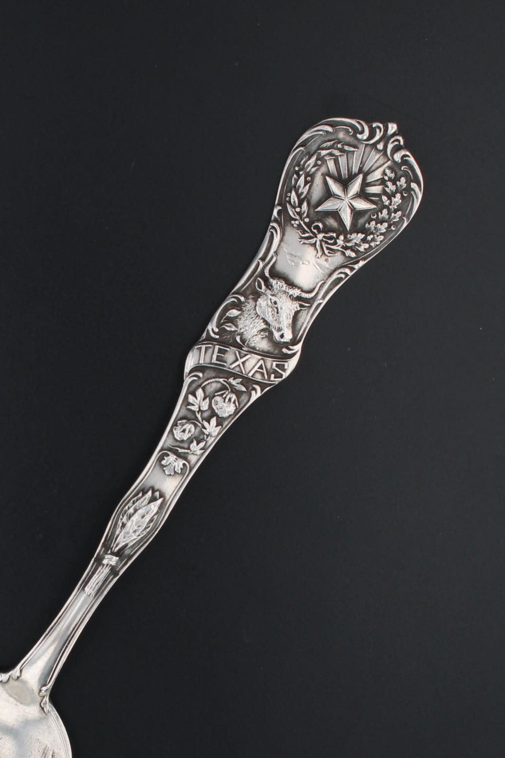 Dark Slate Gray Vintage Texas Souvenir Spoon Sterling Silver Dallas Court House Mechanics