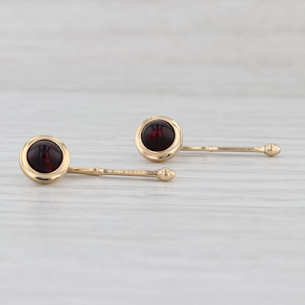 Krementz Vintage Red Glass Shirt Collar Studs Gold Filled
