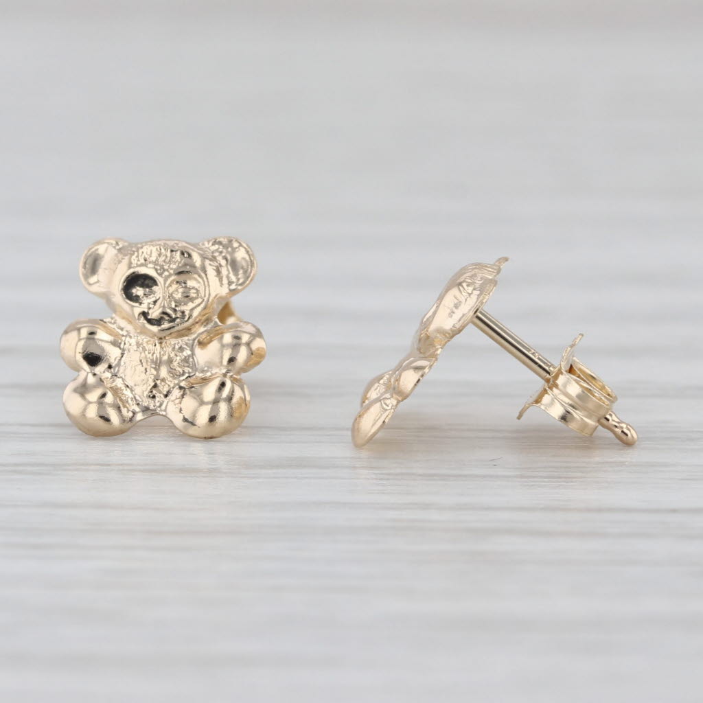 Small Teddybear Stud Earrings 14k Yellow Gold Bear Studs