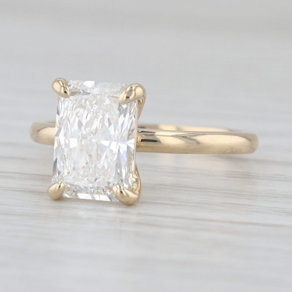 New 2.59ct Lab Grown Diamond Solitaire Ring 14k Yellow Gold Size 6.75 E VS1