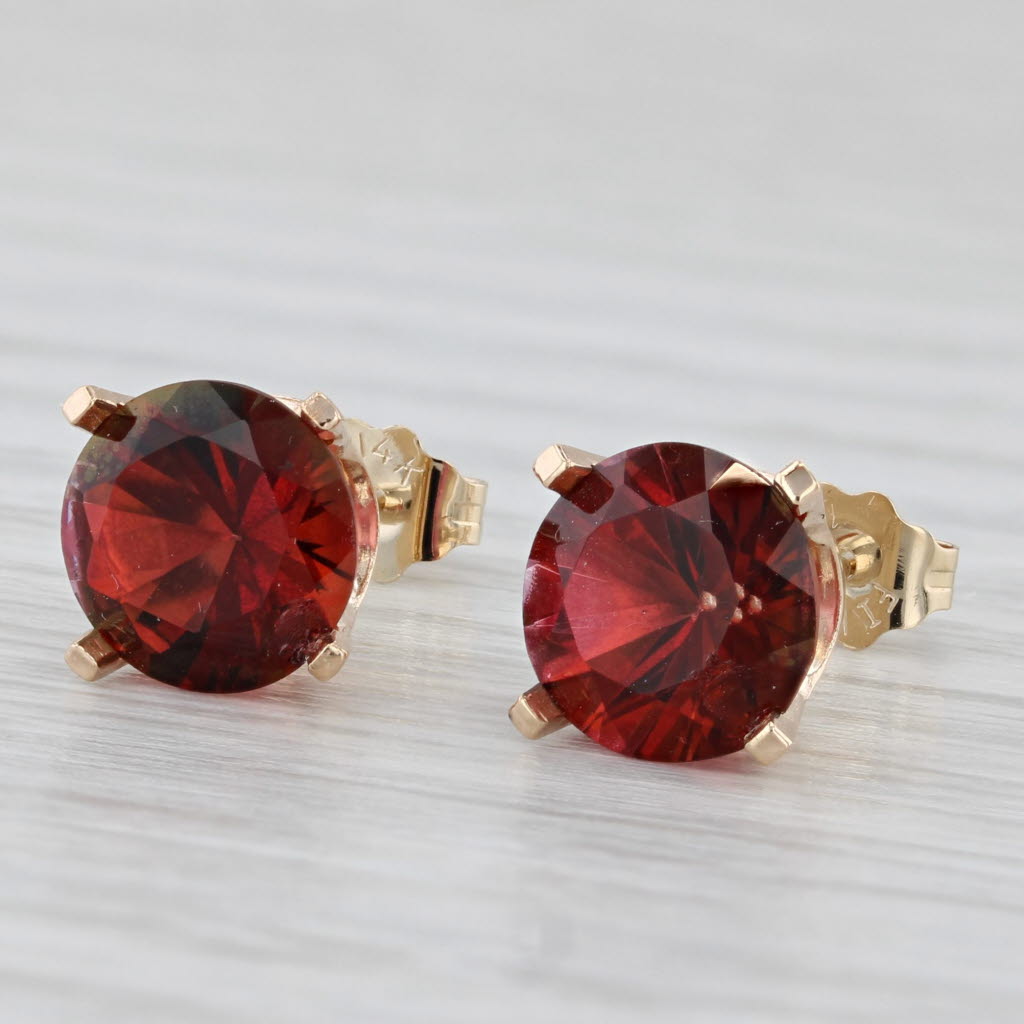 Light Gray 4.80ctw Red Mystic Topaz Stud Earrings 14k Yellow Gold AS IS