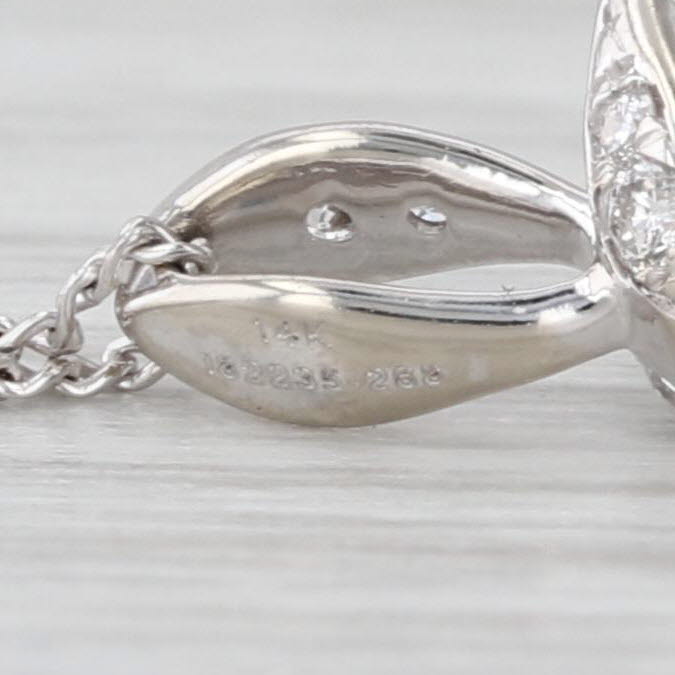 0.57ctw Princess Diamond Pendant Necklace 14k White Gold Adjustable Curb Chain