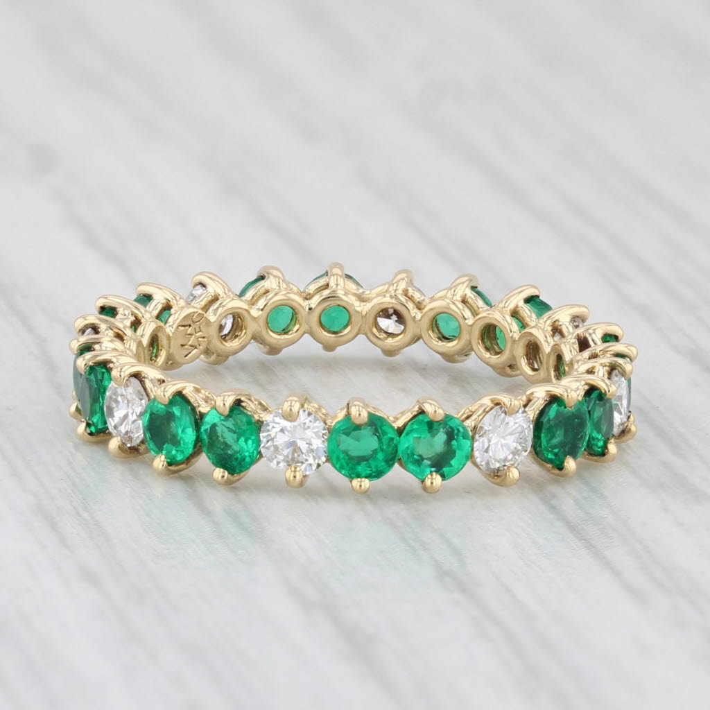 Light Gray 1.80ctw Emerald Diamond Eternity Band 18k Yellow Gold Size 5.75 Ring Kurt Wayne