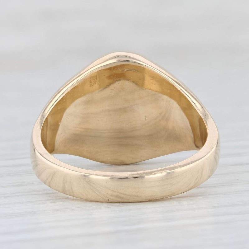 Light Gray Onyx Men's Ring 14k Yellow Gold Size 13.75 Oval Cabochons Solitaire Solid Back