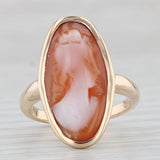 Light Gray Vintage Shell Cameo Ring 14k Yellow Gold Size 6 AS IS