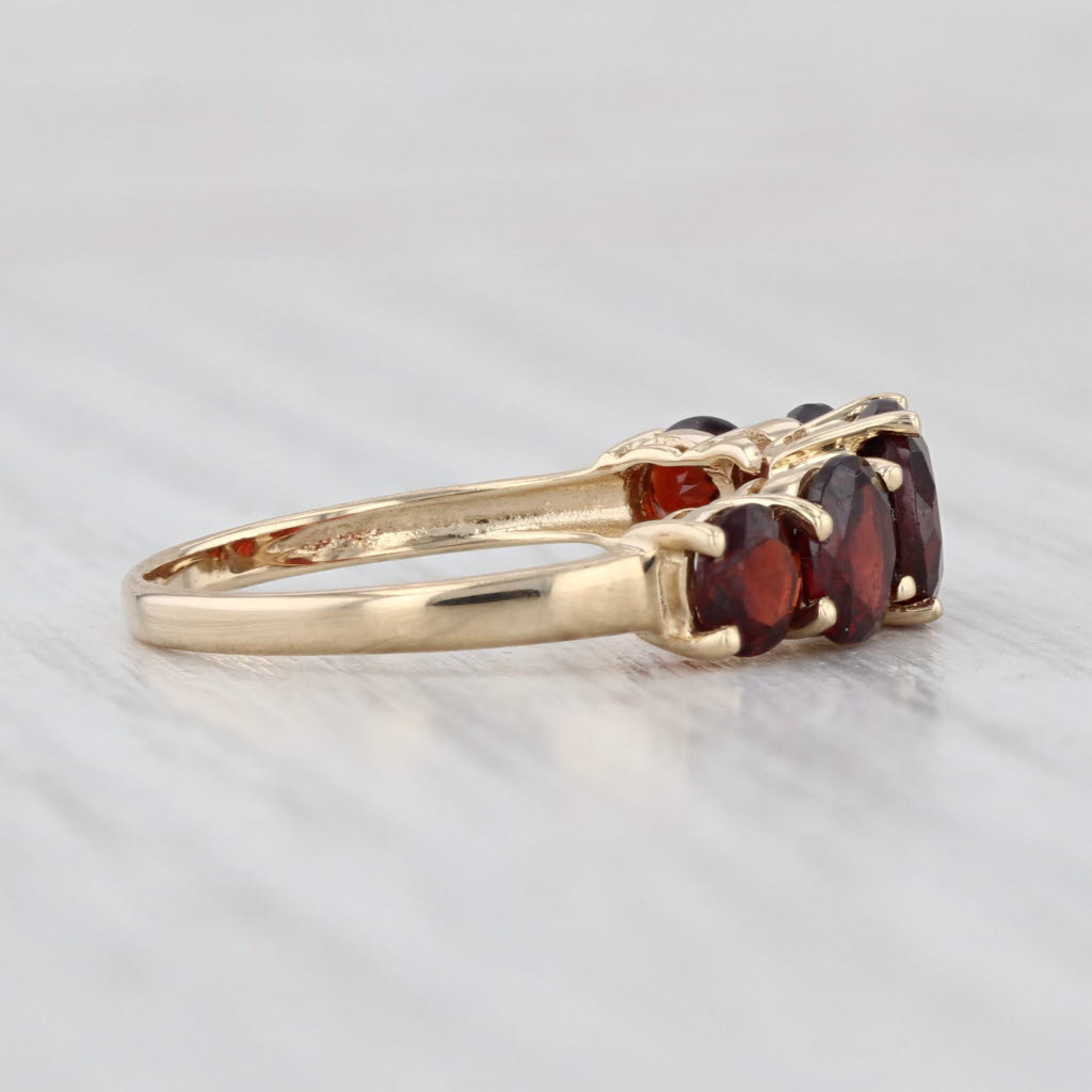 3ctw Garnet 5-Stone Ring 14k Yellow Gold Size 6.75 Stackable