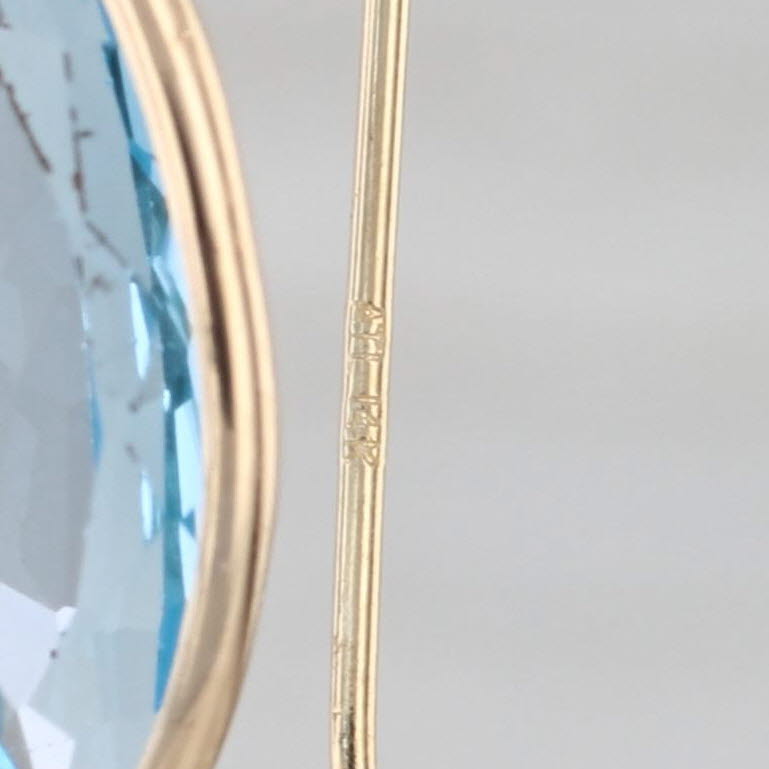 6.80ctw Blue Topaz Marquise Drop Earrings 14k Yellow Gold Hook Posts