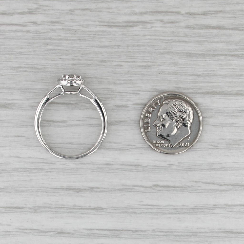 0.22ctw Diamond Cluster Halo Engagement Ring 10k White Gold Size 7