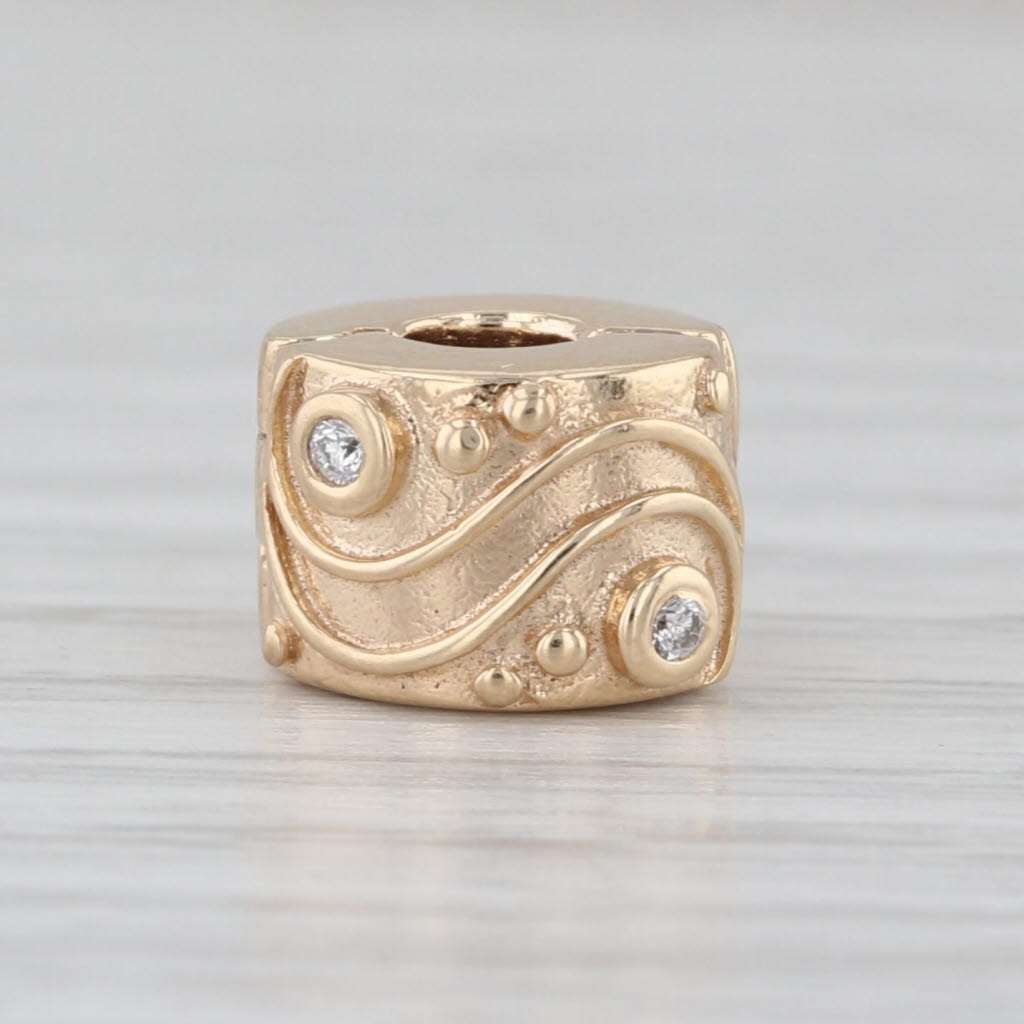 Pandora Babbling Brook Clip 14k Yellow Gold Diamond Charm 750418D