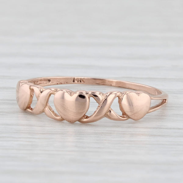 XO Heart Ring 14k Rose Gold Size 8 Stackable Band