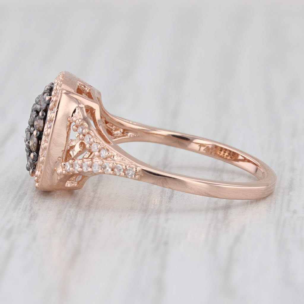 Effy 0.45ctw Champagne Diamond Halo Ring 14k Rose Gold Size 7.25