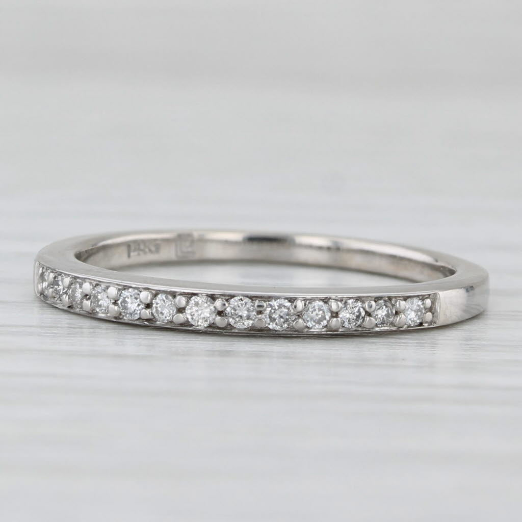 Light Gray 0.13ctw Diamond Wedding Band 14k White Gold Size 6.5 Stackable Ring