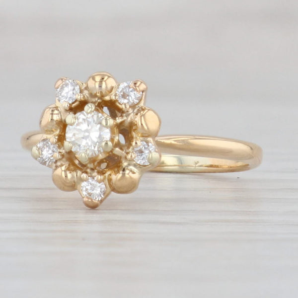 Light Gray Vintage 0.28ctw Diamond Flower Ring 18k Yellow Gold Size 6 Engagement