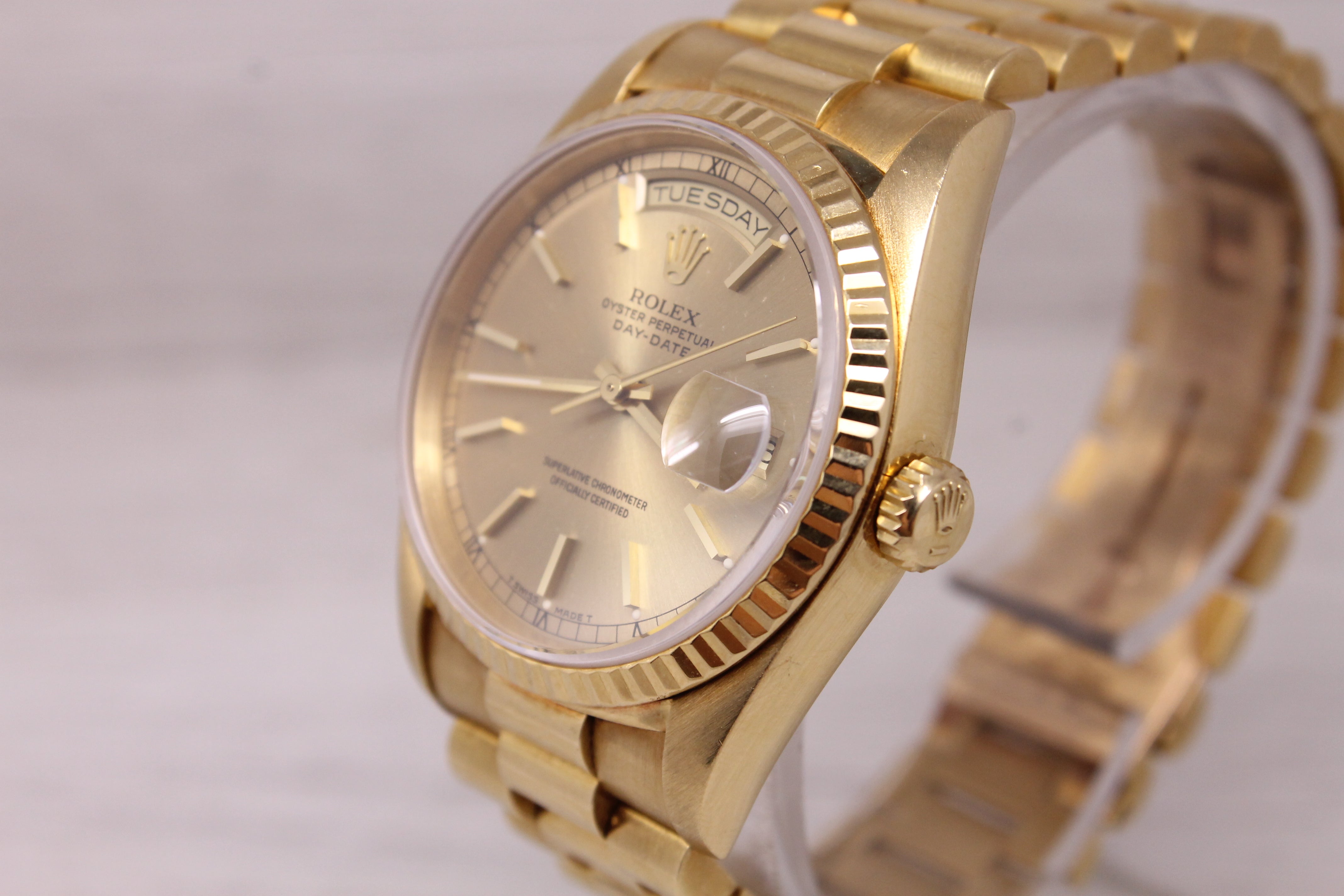 Vintage 1989 Rolex Day Date 18238 Mens 36mm 18k Gold President Watch Box & More