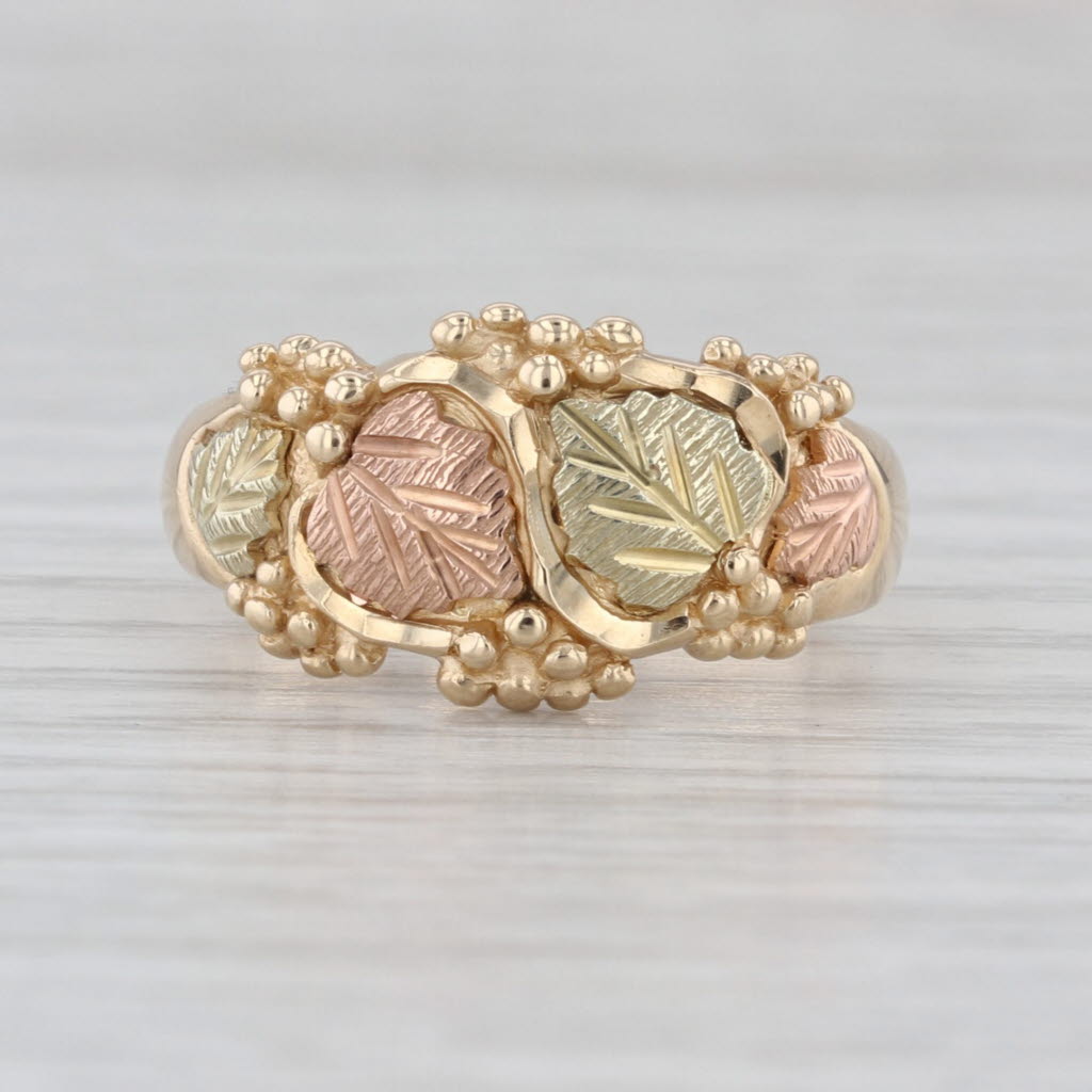 Dakota West Designs Black Hills Gold Leaf Ring 10k Tri-Toned Size 7-7.25 Band