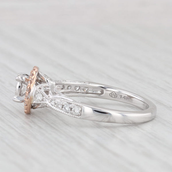 0.41ctw Round Diamond Halo Engagement Ring 14k White Rose Gold Size 7