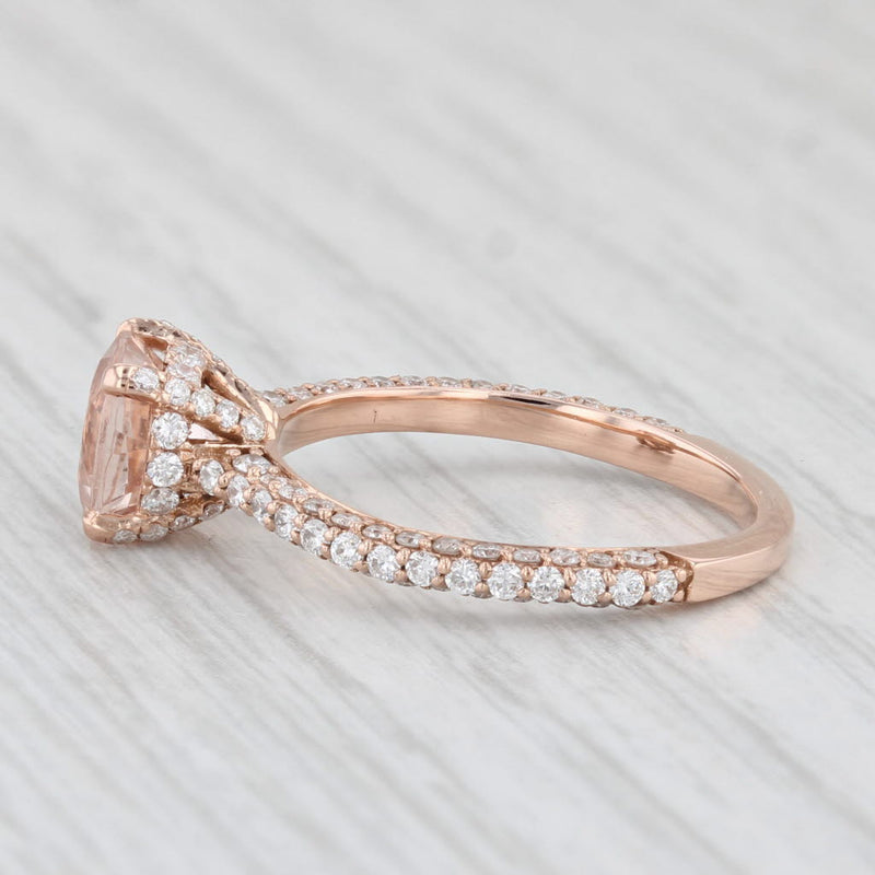 2.02ctw Peach Morganite Diamond Engagement Ring 14k Rose Gold Size 6.25