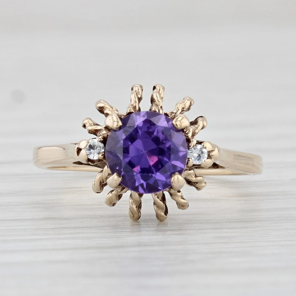 Light Gray 1.18ctw Lab Created Purple Sapphire Cubic Zirconia Ring 10k Yellow Gold Size 4.5