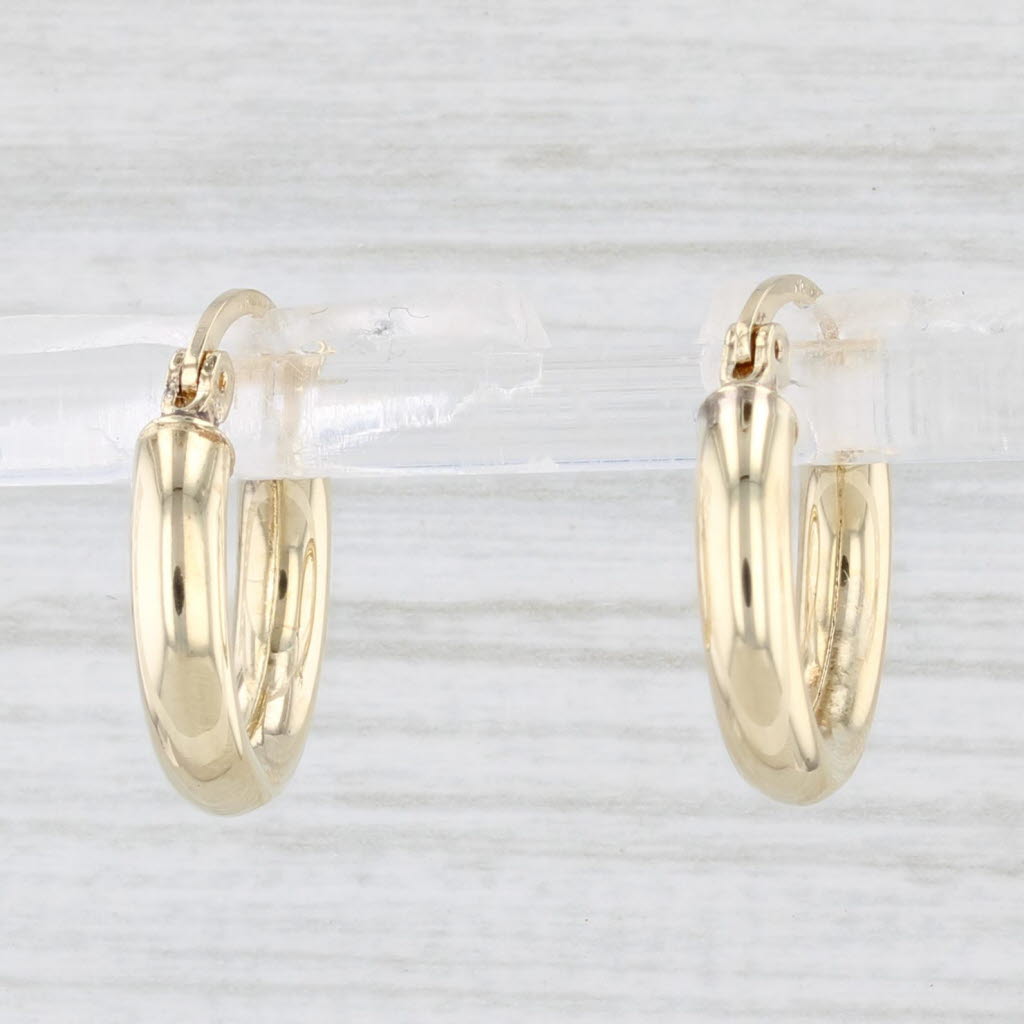 Light Gray Small Round Hoop Earrings 10k Yellow Gold Snap Top Pierced Hoops