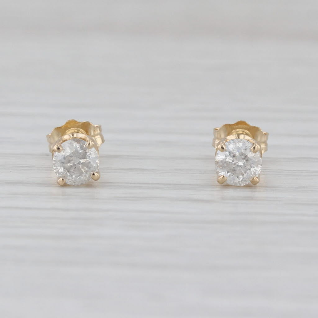 0.62ctw Diamond Stud Earrings 14k Yellow Gold Round Solitaire Studs