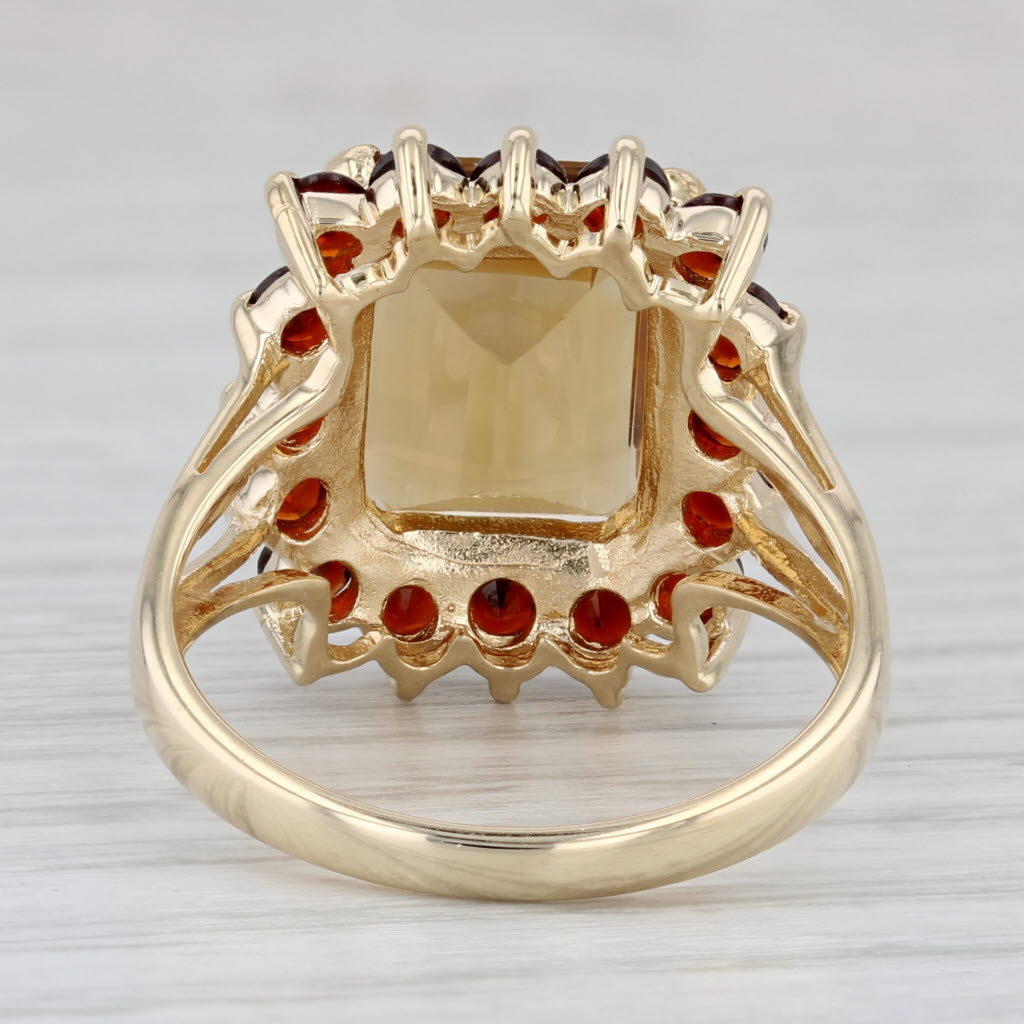 Gray 7.25ctw Citrine Garnet Halo Ring 10k Yellow Gold Size 8 Cocktail