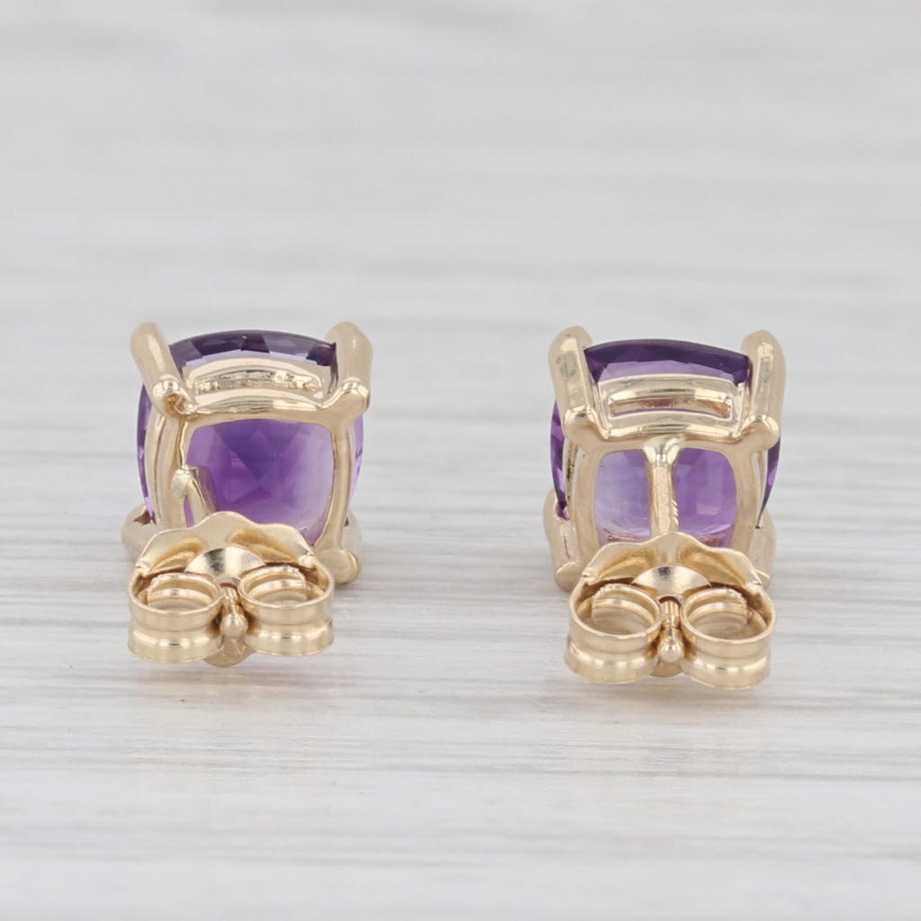 Light Gray 1.70ctw Amethyst Stud Earrings 14k Yellow Gold